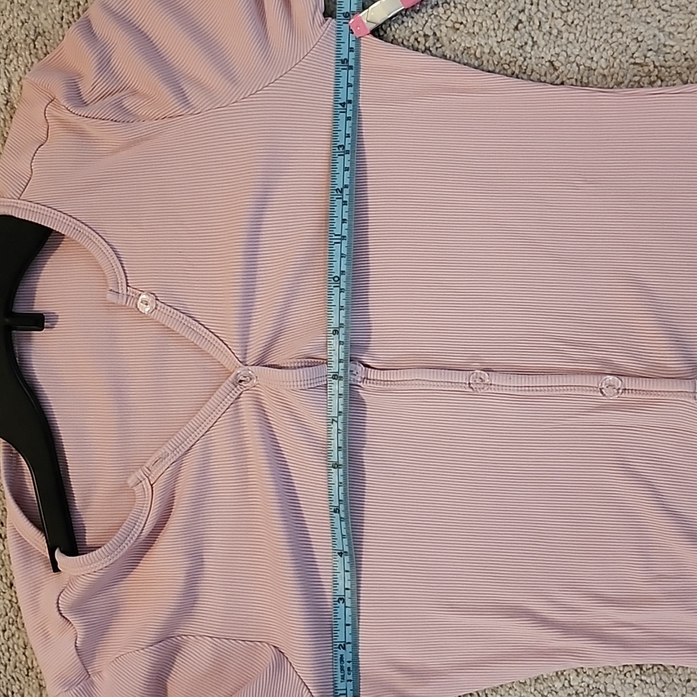 BOGO $2 Women's Pink Long Sleeve Ribbed Romper M loungewear pj's - Picture 10 of 15